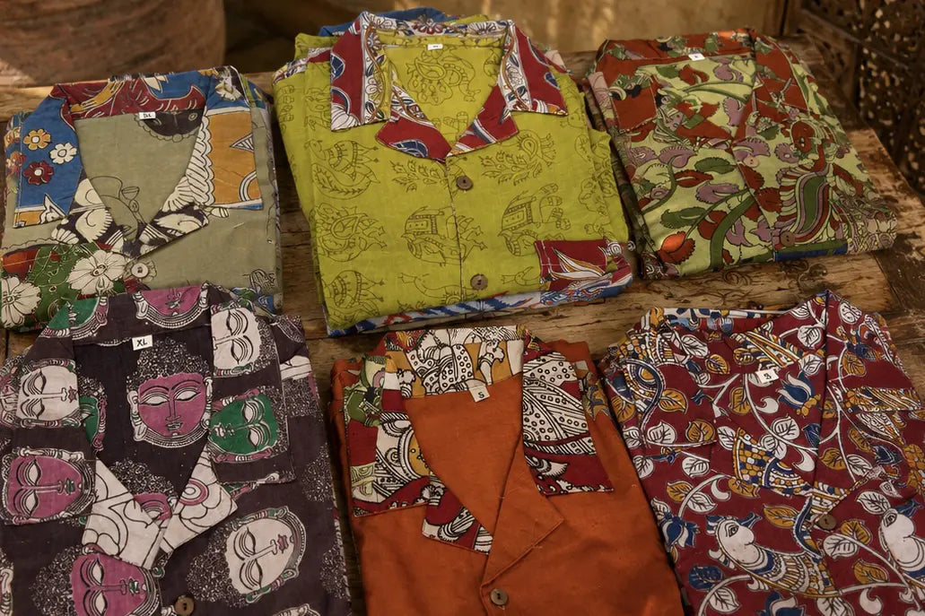 Camicie-Kalamkari-in-Cotone-Antichi-Sari-Indiani-Riciclati CAMICIE PARTICOLARI