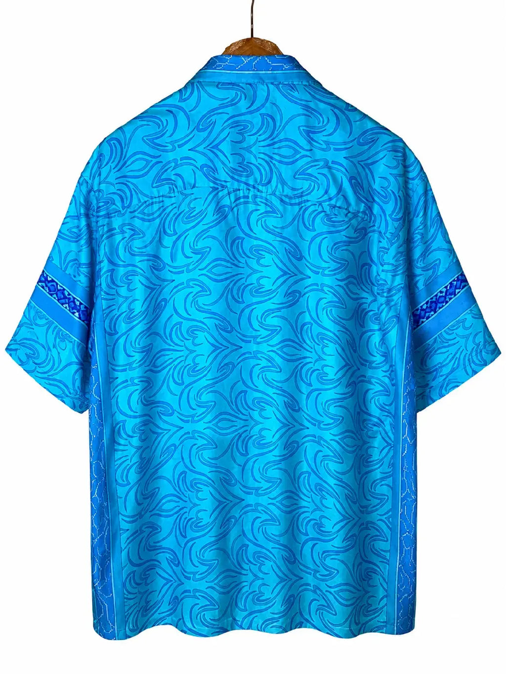 Camicia Etnica in Seta Sari Vintage Fiamme Turchese - Taglia M