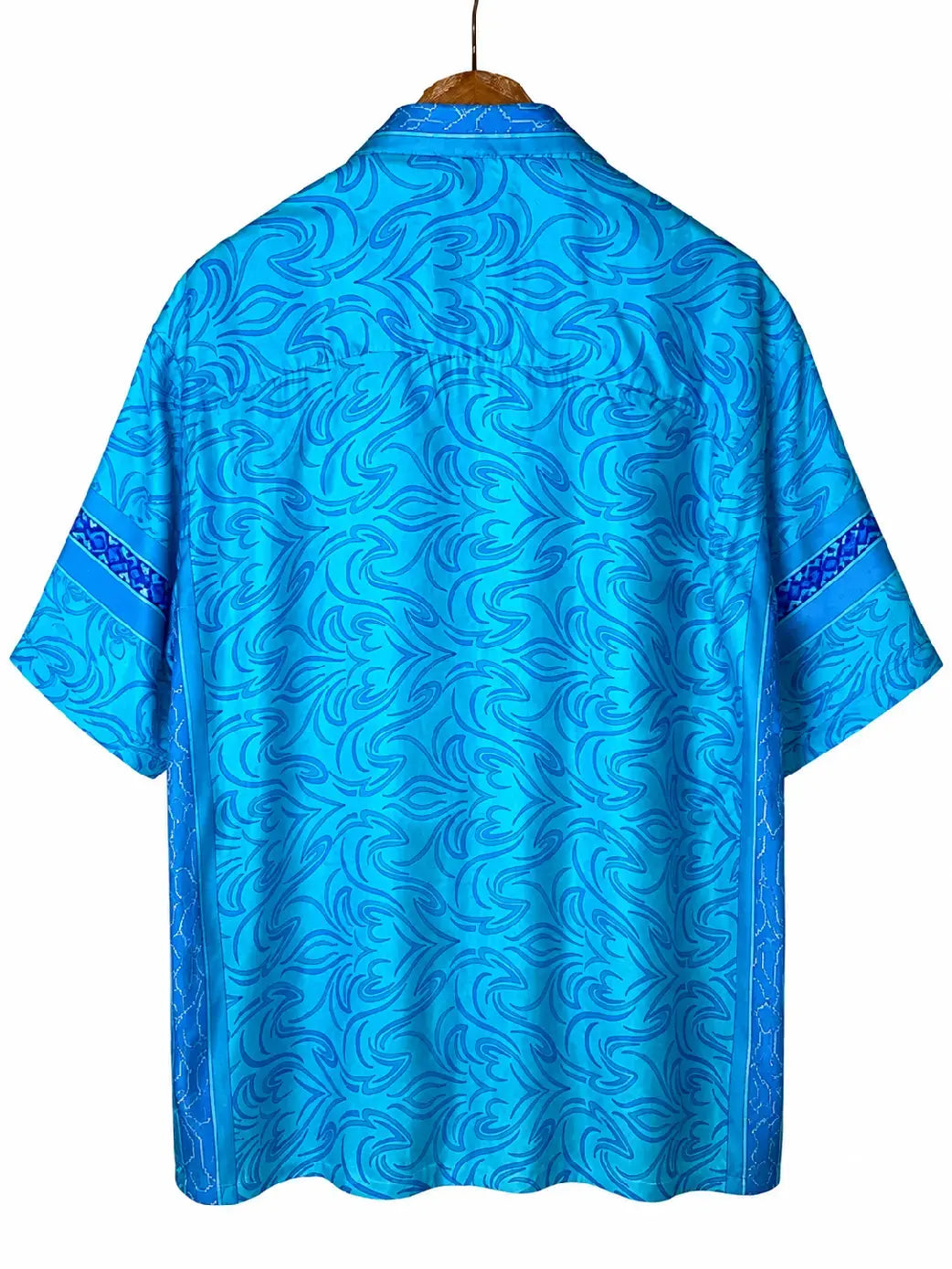 Camicia Etnica in Seta Sari Vintage Fiamme Turchese - Taglia M