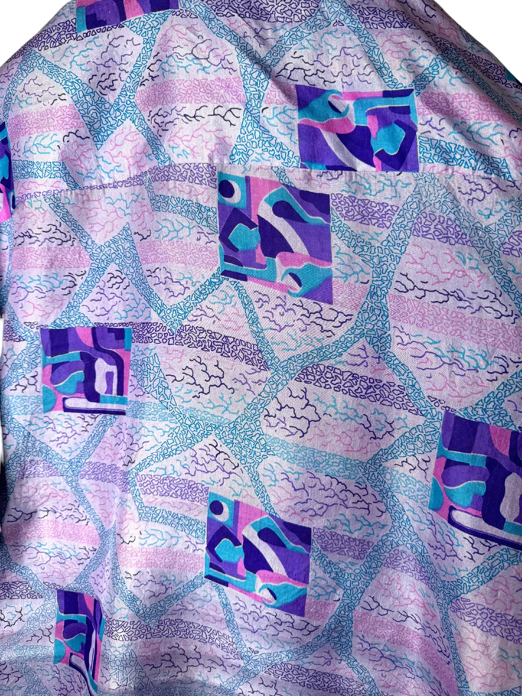 Camicia Etnica Sari Fantasia Geometrica Viola - M