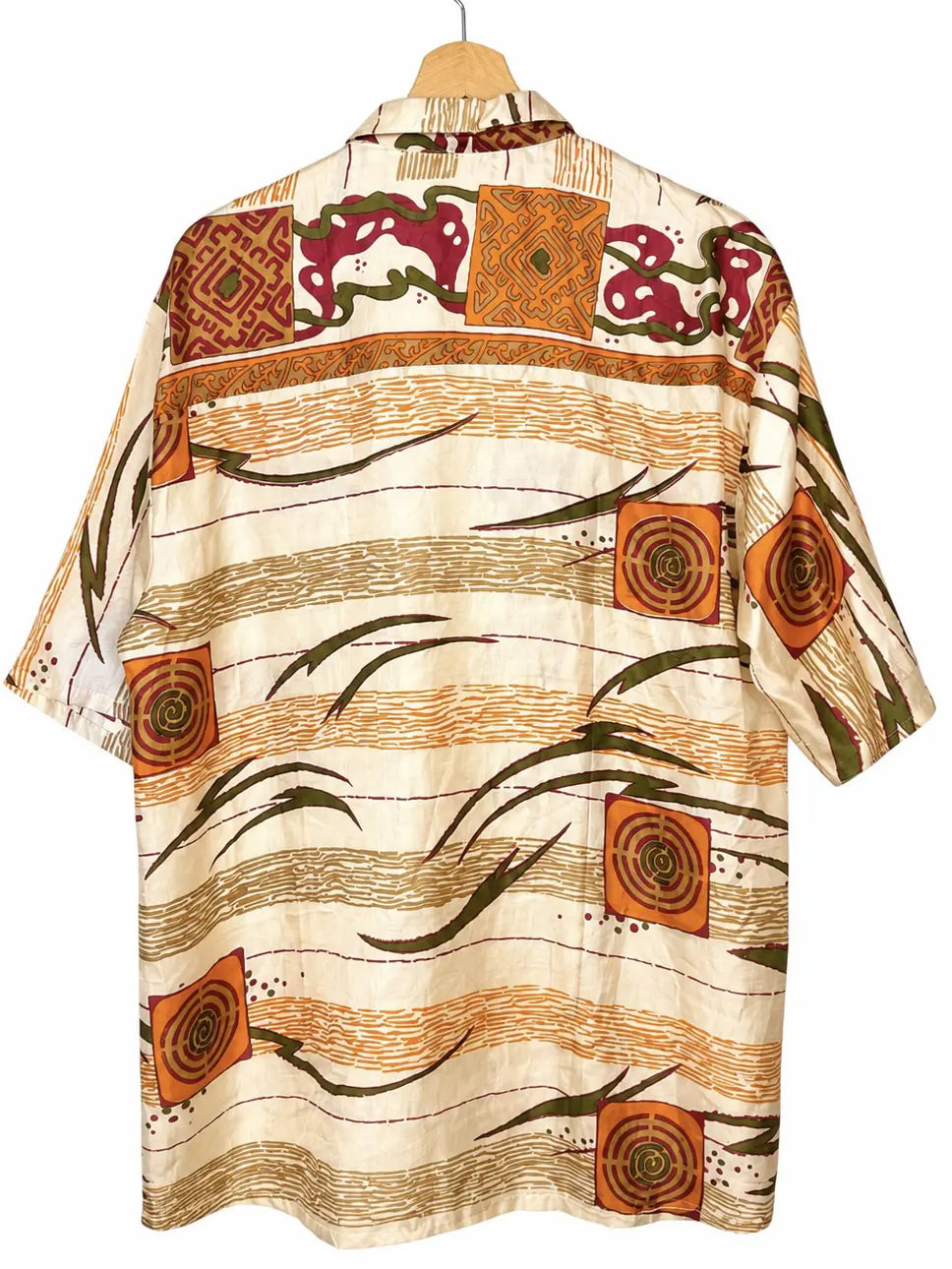 Camicia Etnica in Seta Sari Labirinti Tribale - Taglia L