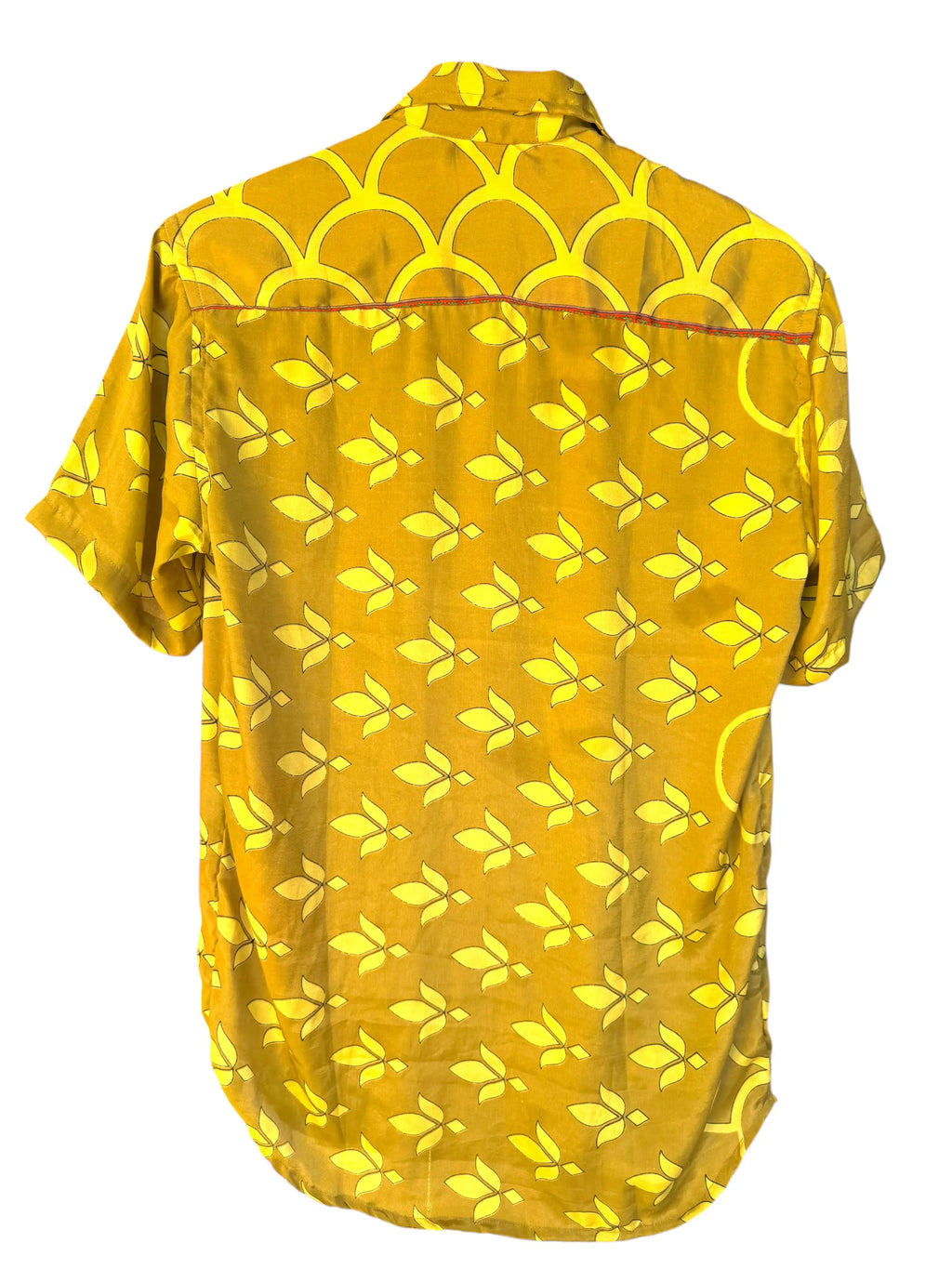 Camicia Etnica Senape Fantasia Geometrica Vintage - Taglia S