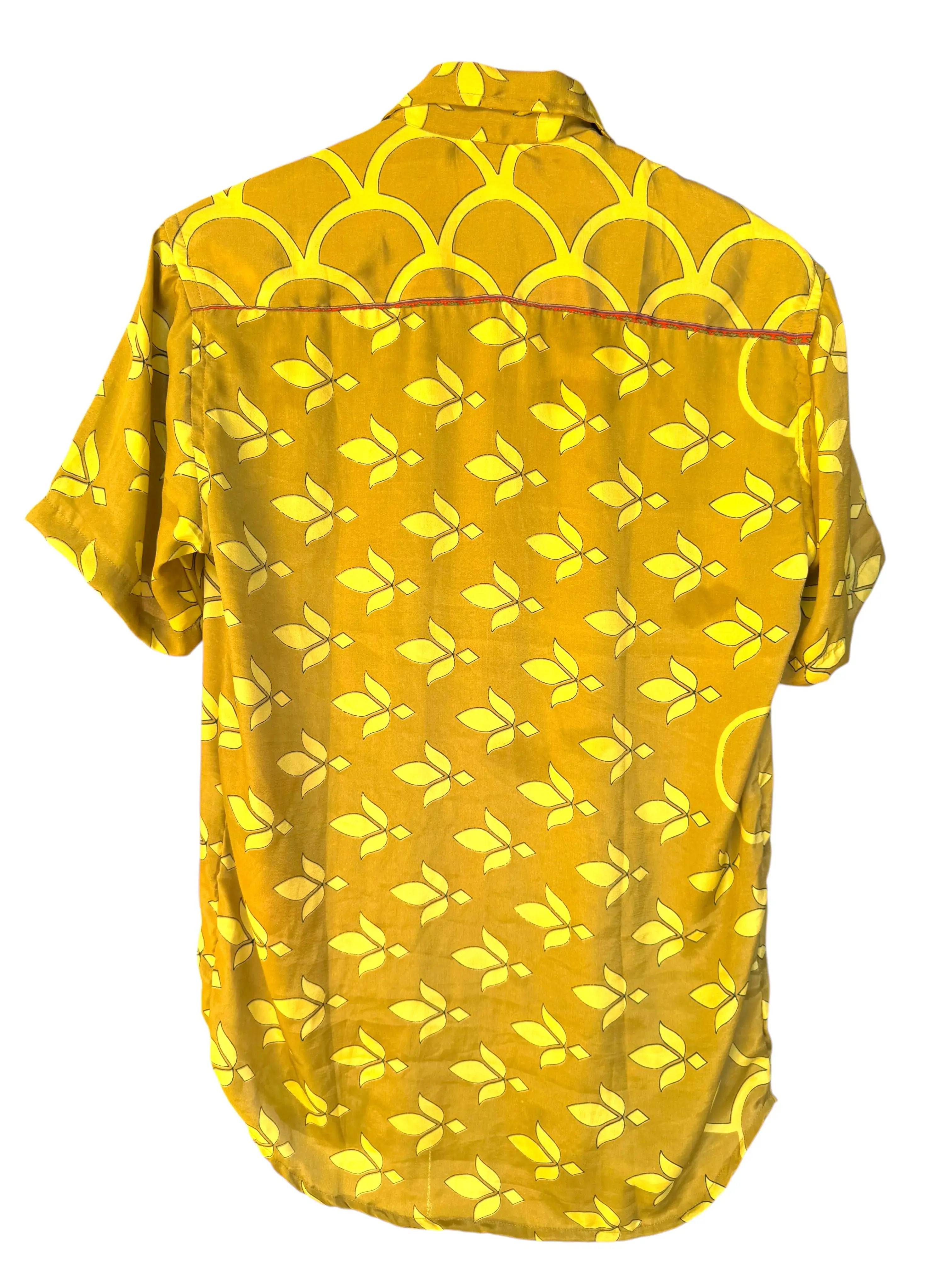 Camicia Etnica Senape Fantasia Geometrica Vintage - Taglia S