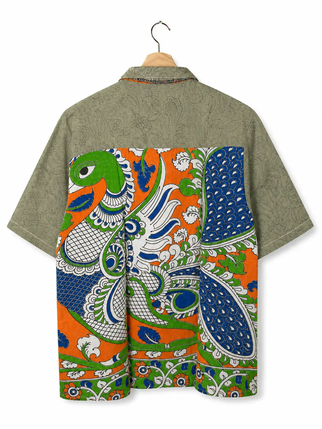 Camicia Sari Block Print Verde Salvia Pavone Unisex - Taglia M CAMICIE PARTICOLARI