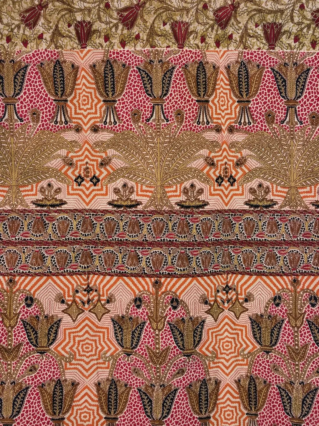 Camicia Unisex in Seta Sari Kalamkari con Fiori e Uccelli - Taglia L CAMICIE PARTICOLARI