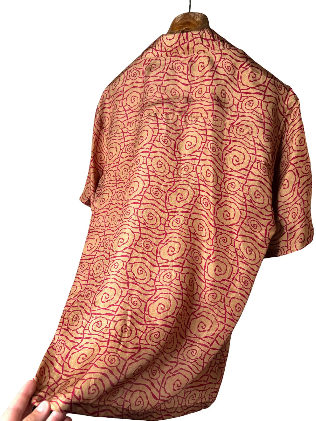 Camicia Etnica Sari Seta Spirali Terracotta - Taglia S