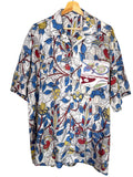 Camicia Etnica Kalamkari Pappagalli Cotone Blu - Taglia XL