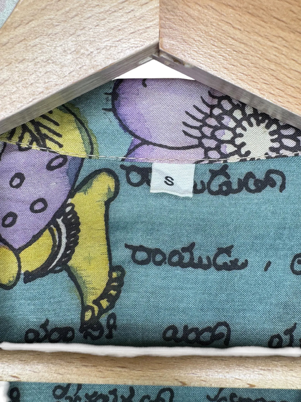 Camicia Etnica Seta Tussar Kalamkari Rama e Scrittura - S