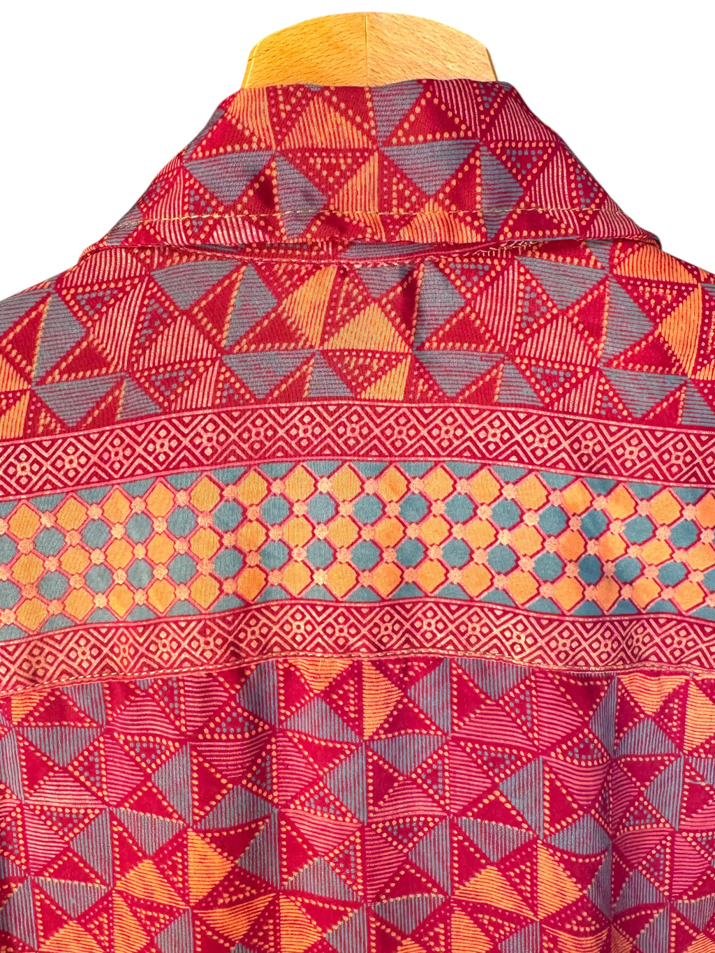 Camicia sari indiani unisex geometrica rossa arancio - Taglia M