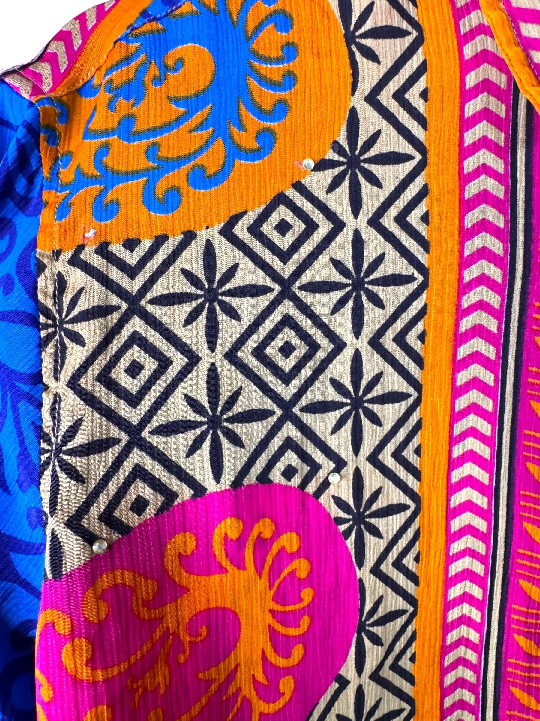 Camicia Particolare Blu e Fucsia - Sari - Taglia L