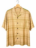 Camicia Etnica in Seta Sari Righe Tribali Beige - Taglia M