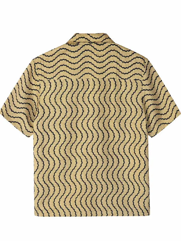 Camicia in Seta Sari Onde Nere su Sabbia Unisex - Taglia M