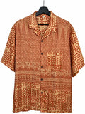 Camicia in Seta Sari Jacquard Artigianale Terracotta Unisex - Taglia M