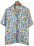 Camicia Etnica in Seta Sari Vintage Bestiario Fantastico - Taglia S