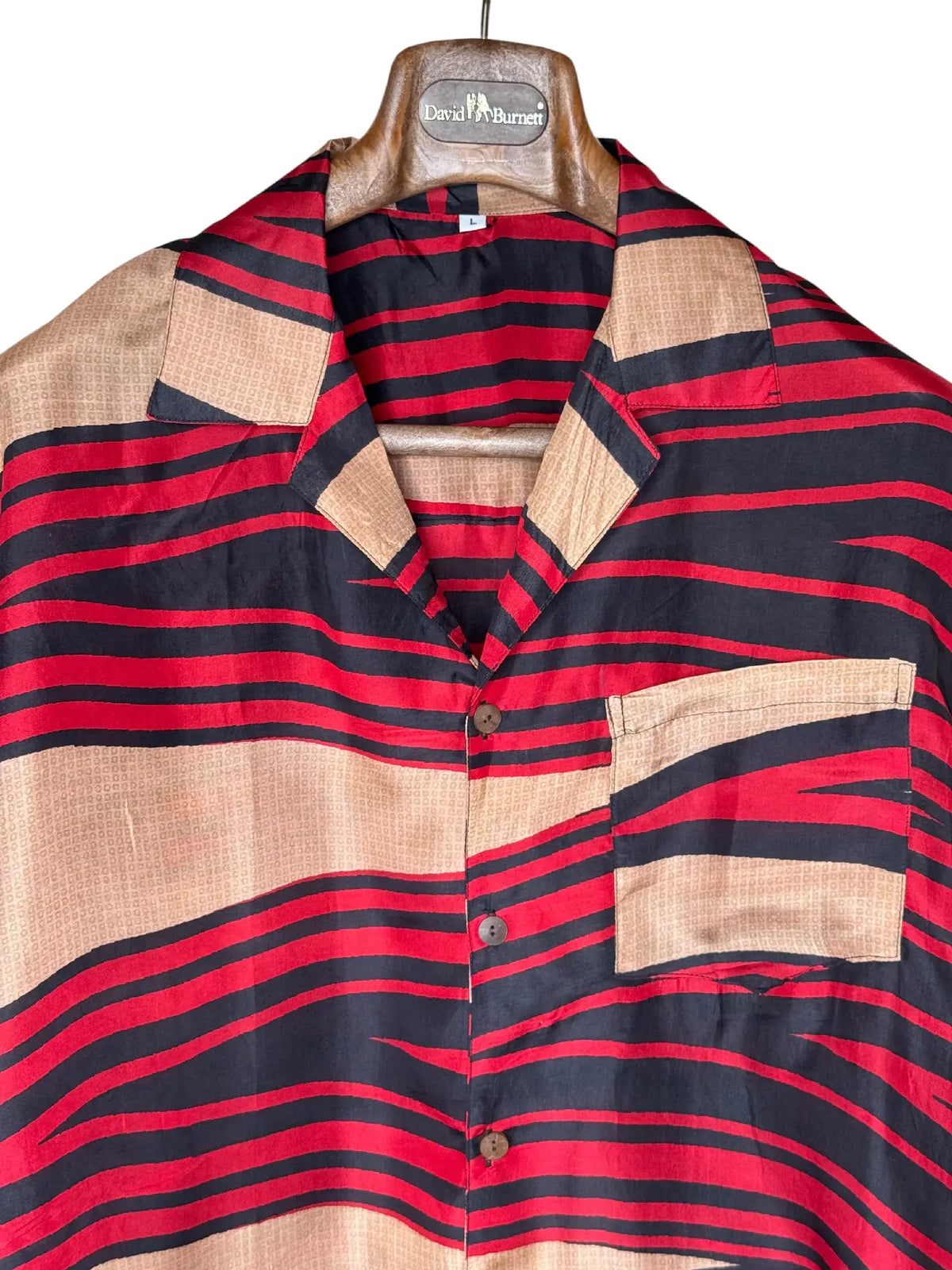 Camicia Etnica in Seta Sari Vintage Righe Fiamma - Taglia L