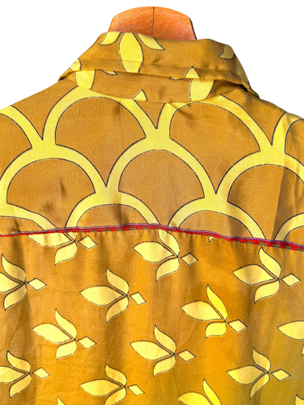 Camicia Etnica Senape Fantasia Geometrica Vintage - Taglia S