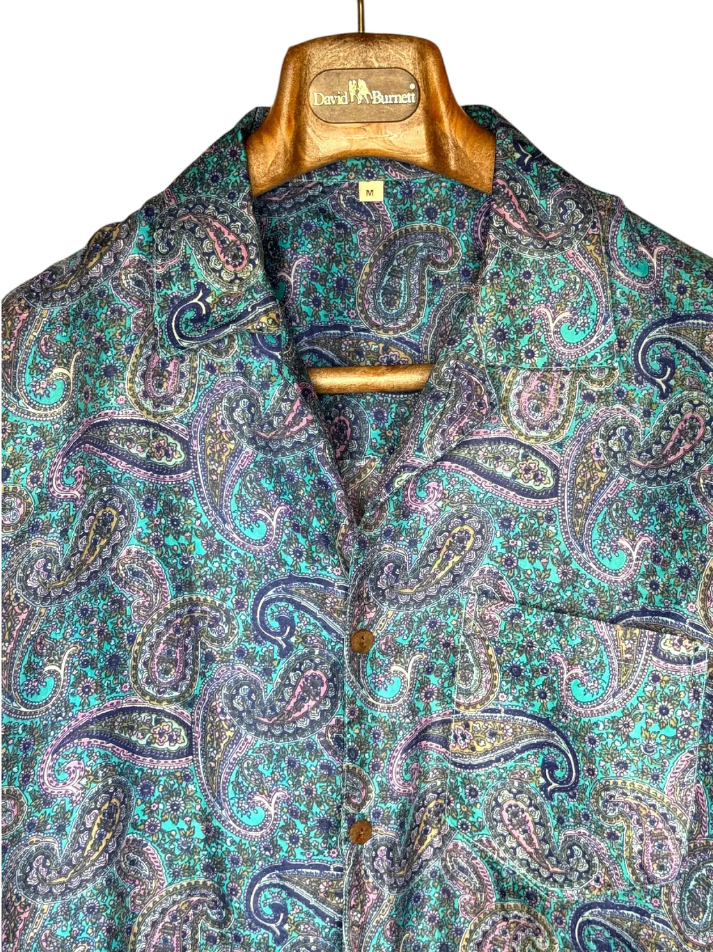 Camicia Etnica Sari Seta Paisley Turchese - Taglia M