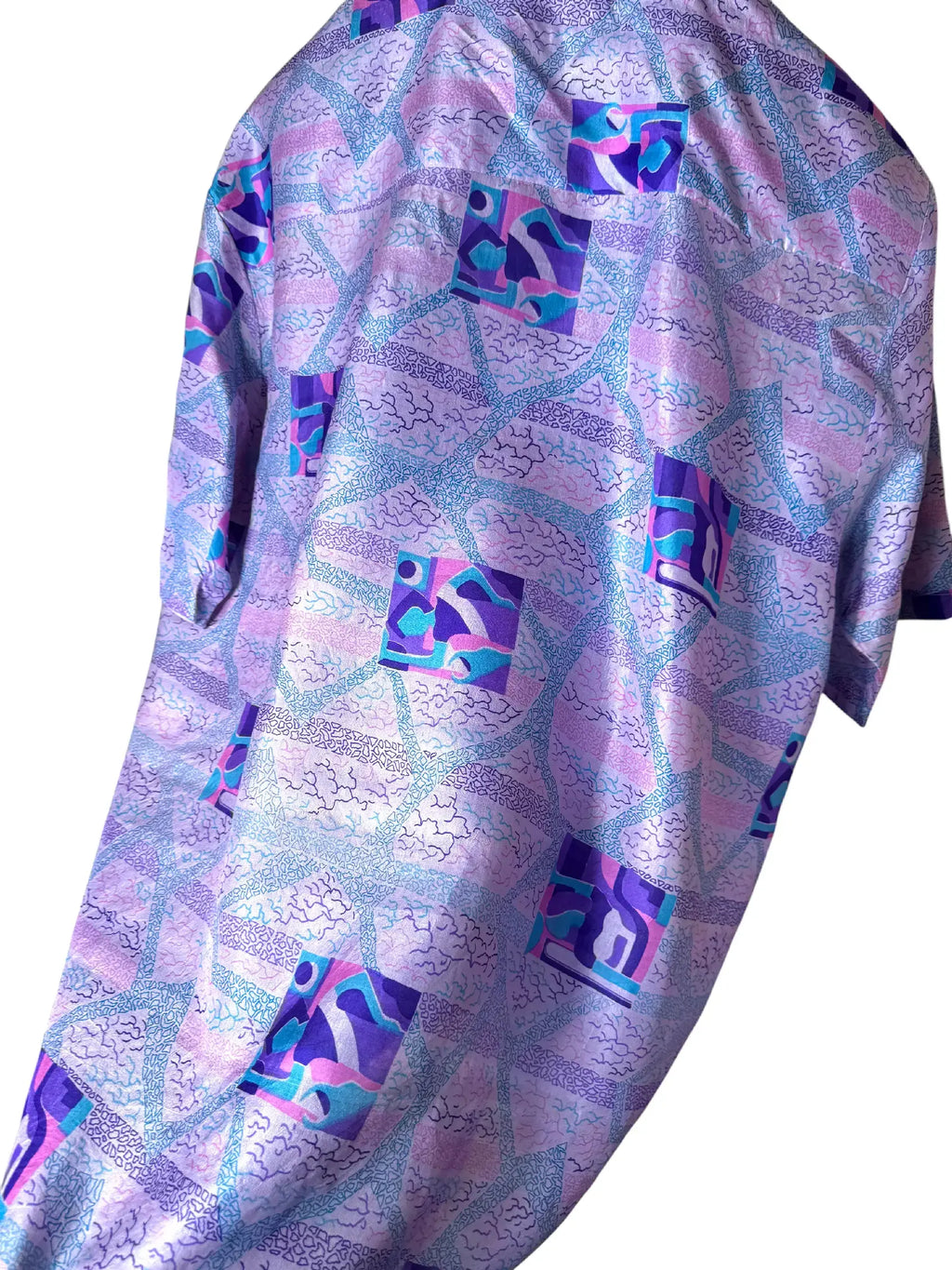 Camicia Etnica Sari Fantasia Geometrica Viola - M