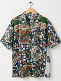 Camicia Sari Block Print Blu Pavoni Krishna Unisex - Taglia M CAMICIE PARTICOLARI