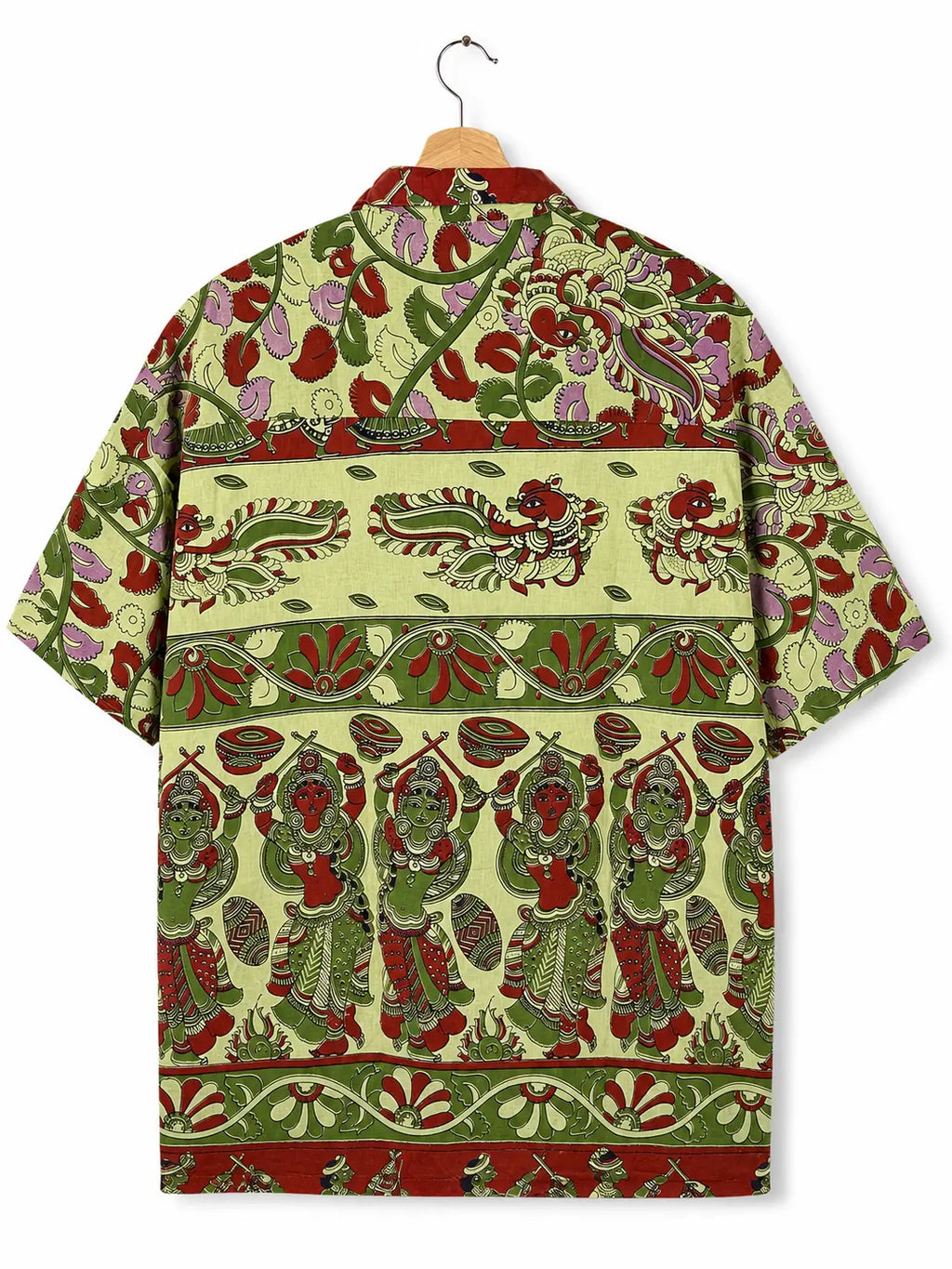 Camicia Sari Block Print Verde Lime Figure Danzanti Unisex - Taglia XL CAMICIE PARTICOLARI