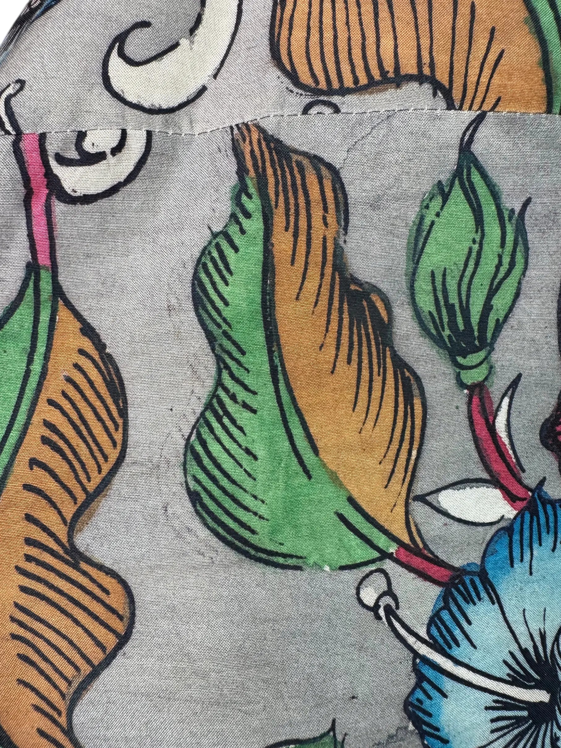 Camicia Etnica Seta Tussar Kalamkari Fiori e Fenice - Tg L
