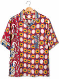 Camicia Etnica Sari Ikat Rosso Elefanti Kalamkari - Taglia M CAMICIE PARTICOLARI