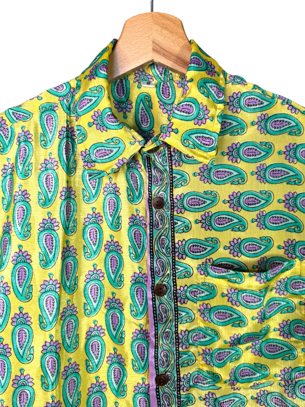 Camicia Sari Etnica Giallo Paisley Turchese Lilla Unisex - Taglia S CAMICIE PARTICOLARI