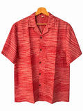 Camicia in Seta Sari Righe Rosse Tonali Unisex - Taglia M