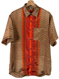 Camicia Sari Cammello Micro-Rombi con Banda Arancio Unisex - Taglia XL