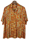 Camicia Etnica in Seta Sari Vintage Kilim Arancio - Taglia S