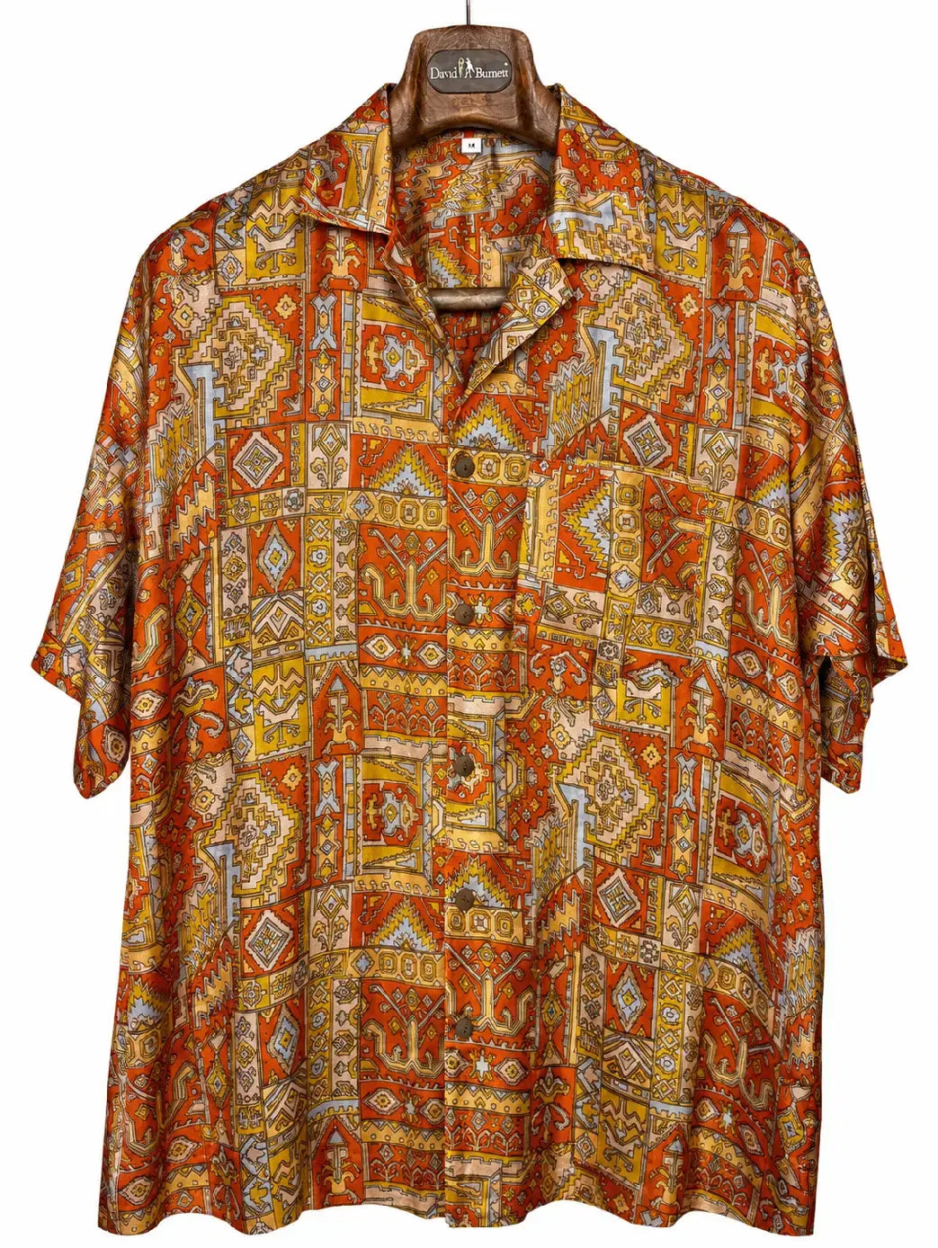 Camicia Etnica in Seta Sari Vintage Kilim Arancio - Taglia S