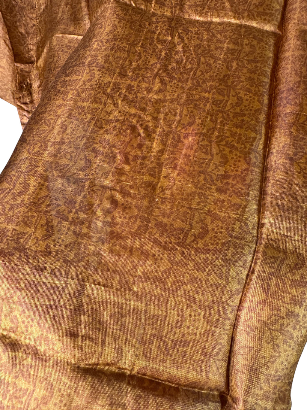 Camicia in Seta Sari Tono su Tono Ambra e Rame Unisex - Taglia S