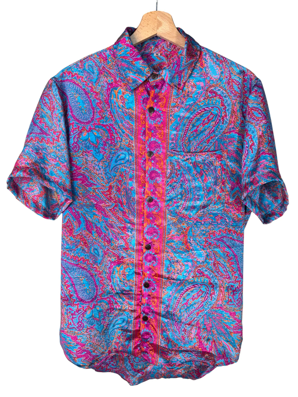 Camicia Etnica Sari Paisley Fucsia Turchese - Taglia M CAMICIE PARTICOLARI