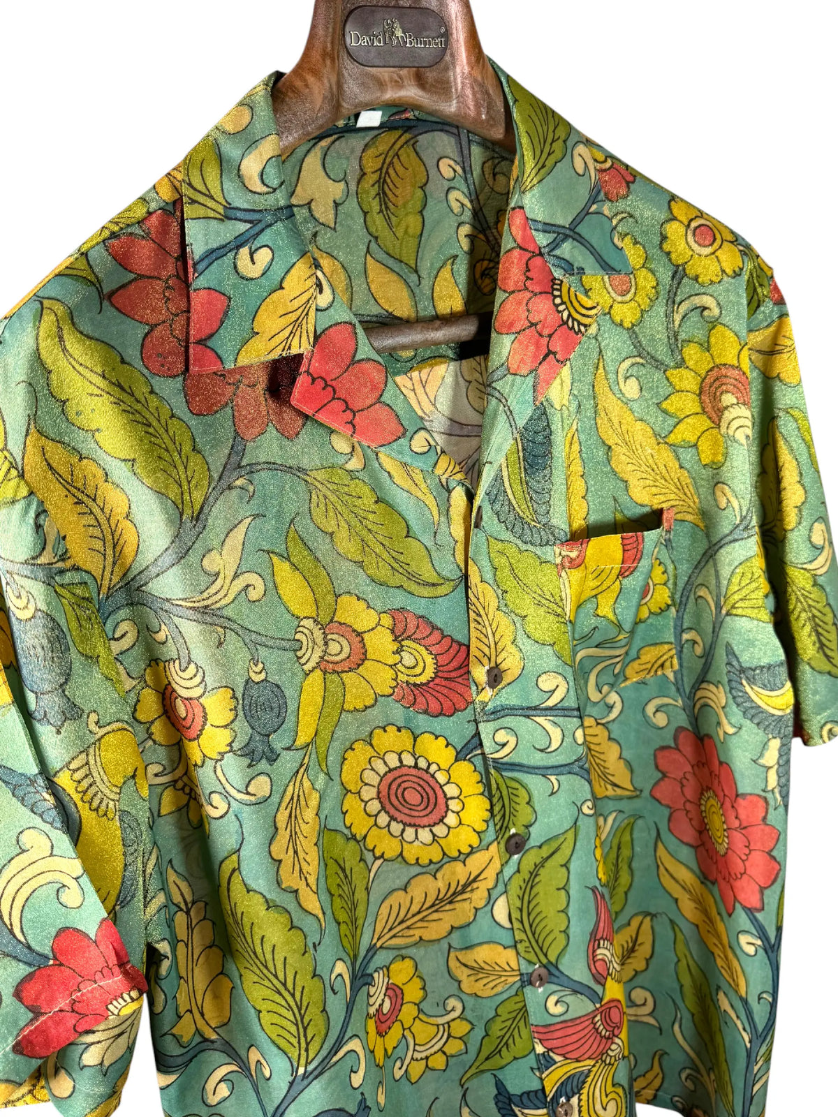 Camicia Etnica Seta Tussar Organza Fiori Oro - Taglia M