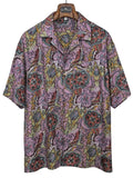 Camicia Etnica in Seta Sari Vintage Medaglioni Malva - Taglia XL