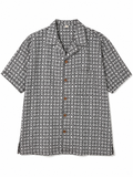 Camicia in Seta Sari Caleidoscopica Bianco Nero Unisex - Taglia XL