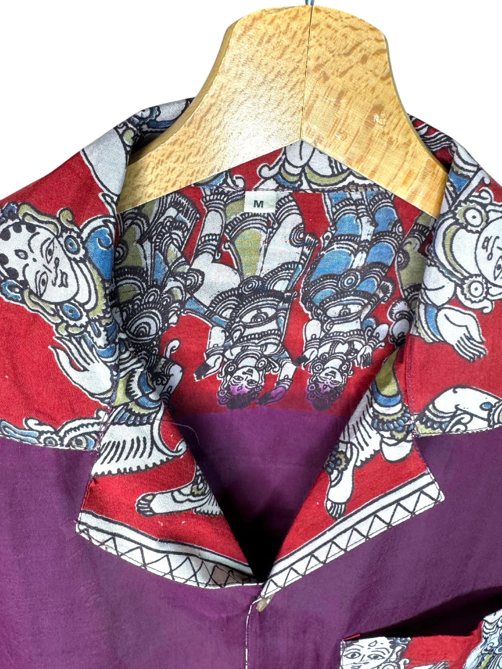 Camicia Etnica Kalamkari Figure Sacre Viola - Taglia M