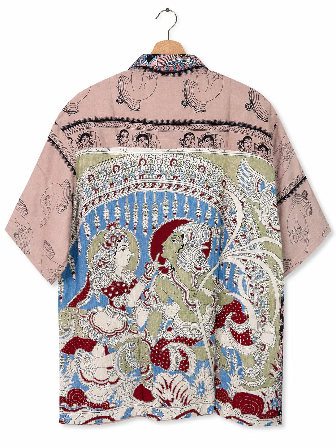 Camicia Etnica Sari Block Print Rosa Antico Figure Unisex - Taglia XL CAMICIE PARTICOLARI