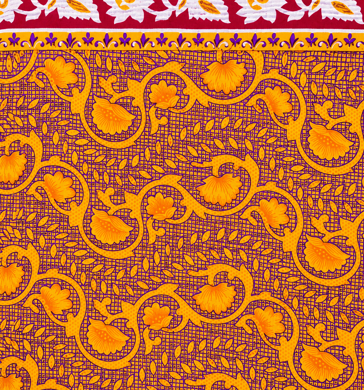 Camicia Sari Etnica Ocra Arancio Floreale Ikat Unisex - Taglia L