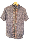 Camicia Etnica Grigia Fantasia Geometrica Vintage - Taglia S