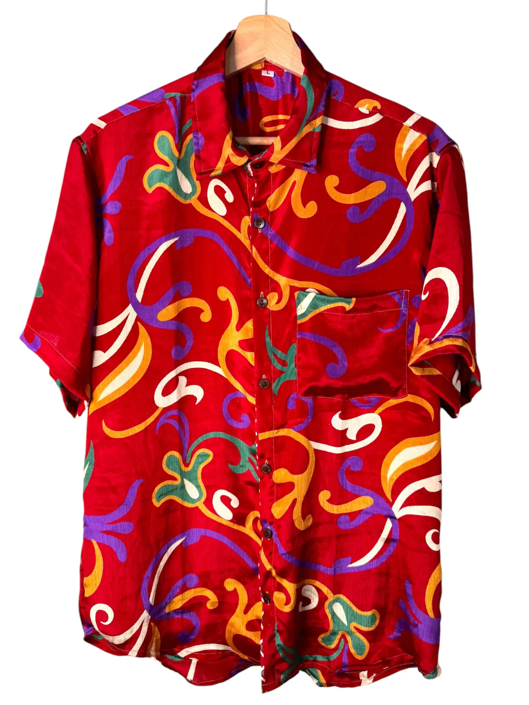 Camicia Particolare Rossa Fantasia - Sari - Taglia L