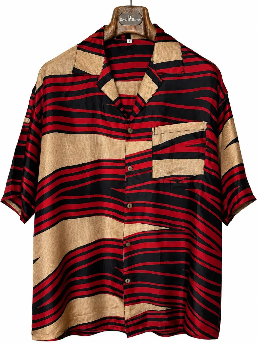 Camicia Etnica in Seta Sari Vintage Righe Fiamma - Taglia L