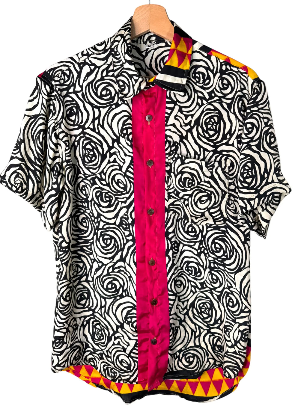 Camicia Particolare Optical Rosa e Nero - Sari - Taglia M