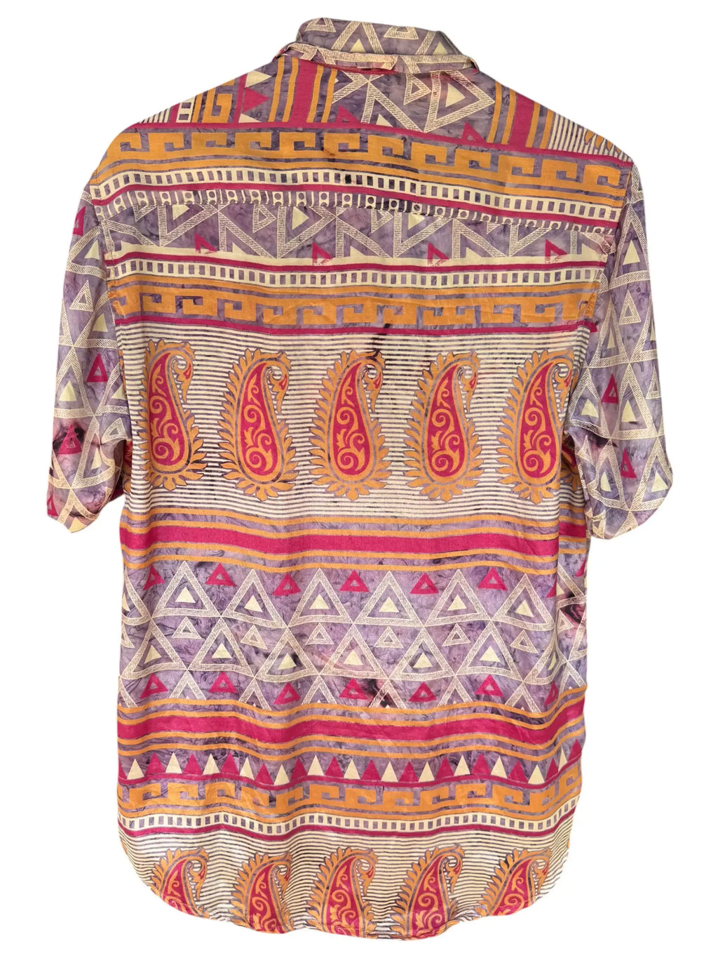 Camicia Geometrica Etnica Paisley Vintage Upcycled - Taglia M