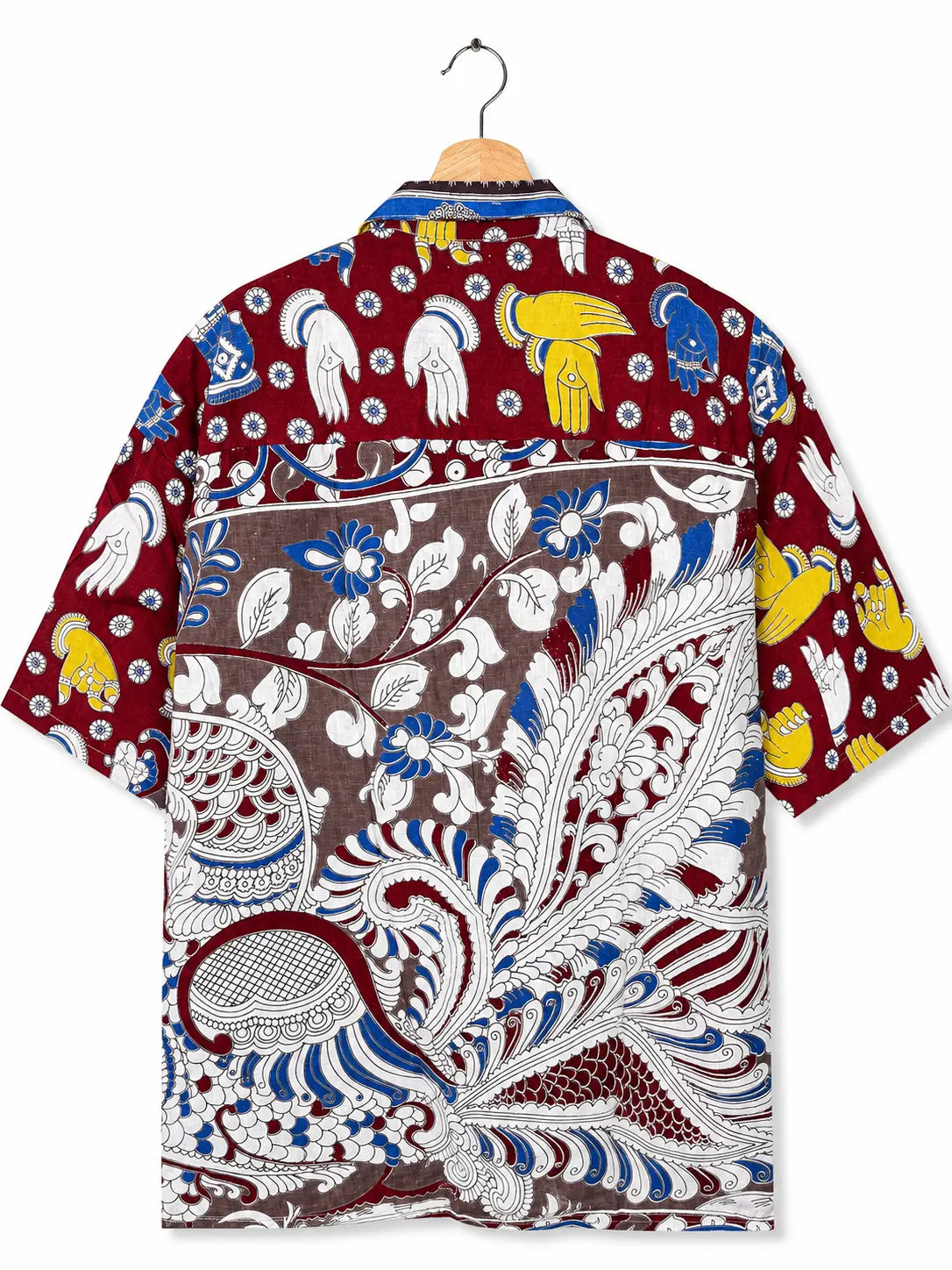 Camicia Etnica Sari Block Print Bordeaux Mani Mudra - Taglia XL CAMICIE PARTICOLARI