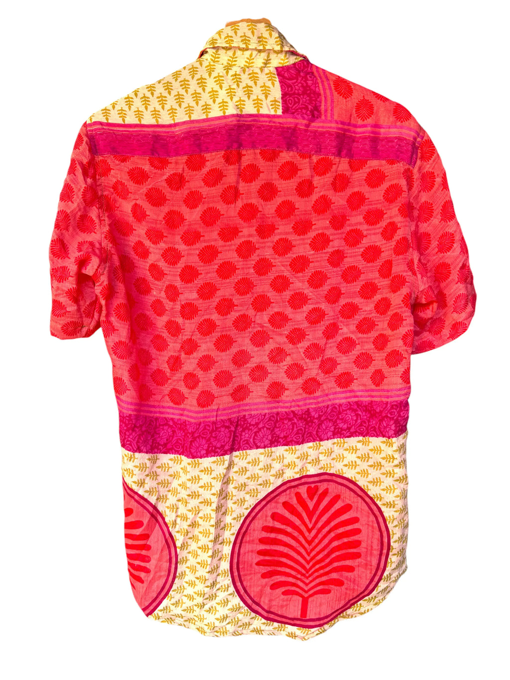 Camicia Etnica Rosa Fluo e Fucsia Boho Vintage Unisex - Taglia M