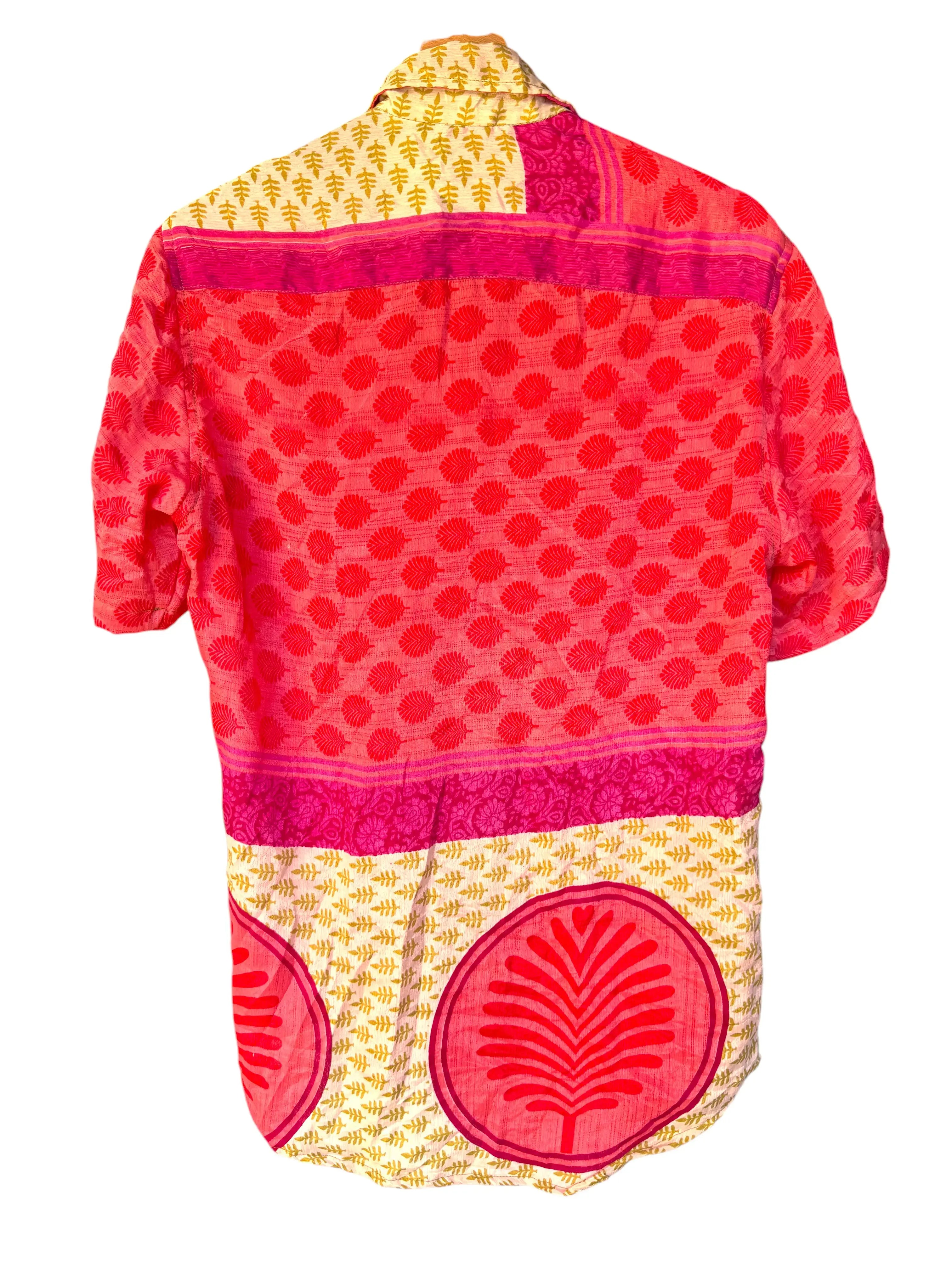 Camicia Etnica Rosa Fluo e Fucsia Boho Vintage Unisex - Taglia M