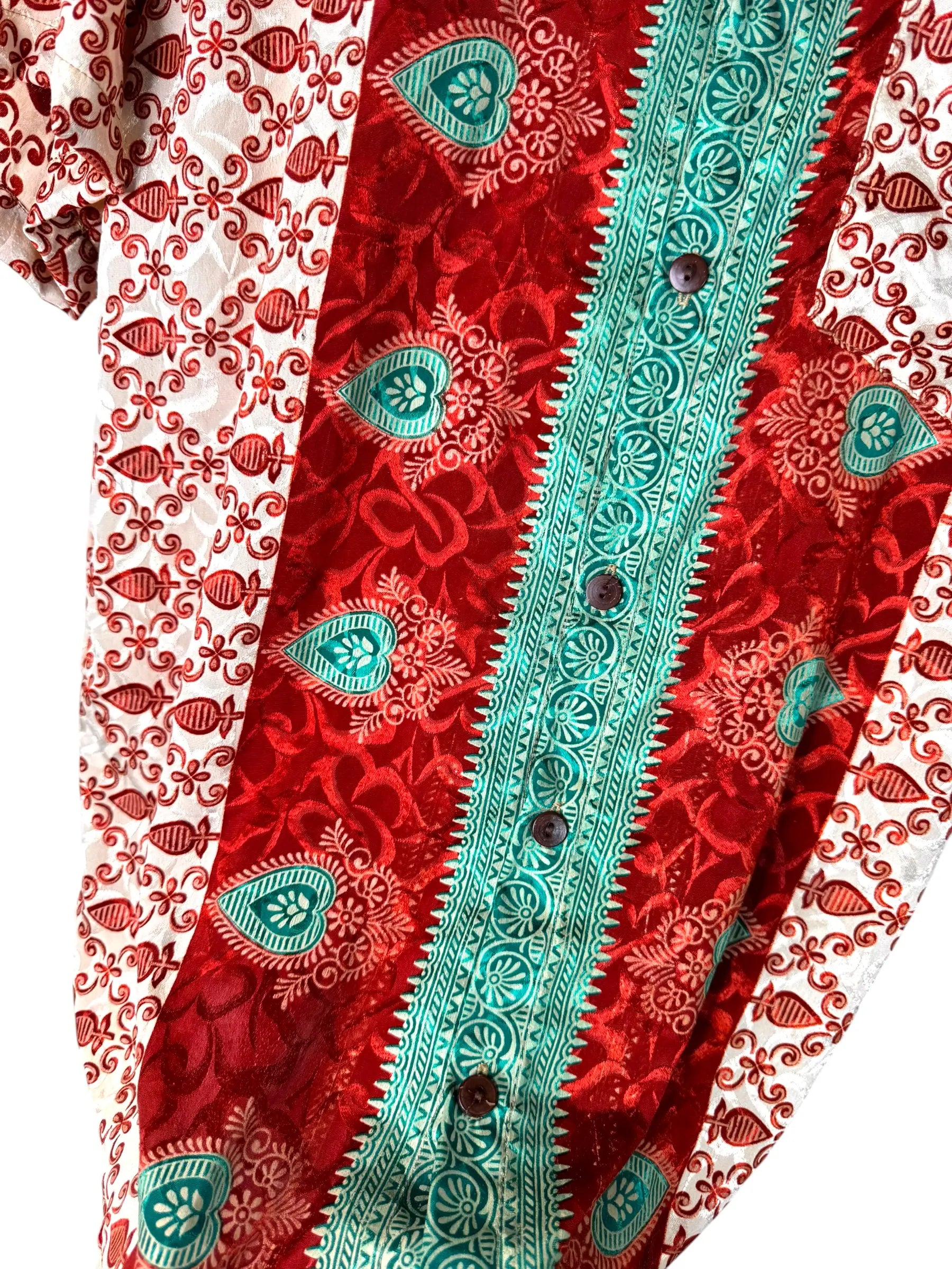 Camicia Particolare Bordeaux e Verde - Sari - Taglia L