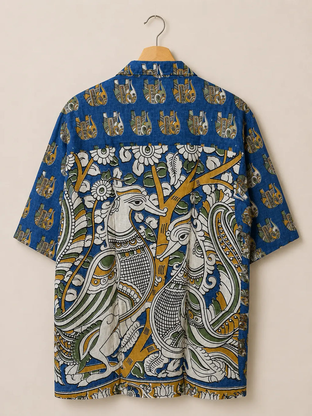 Camicia Etnica Sari Block Print Elefanti - Taglia XL