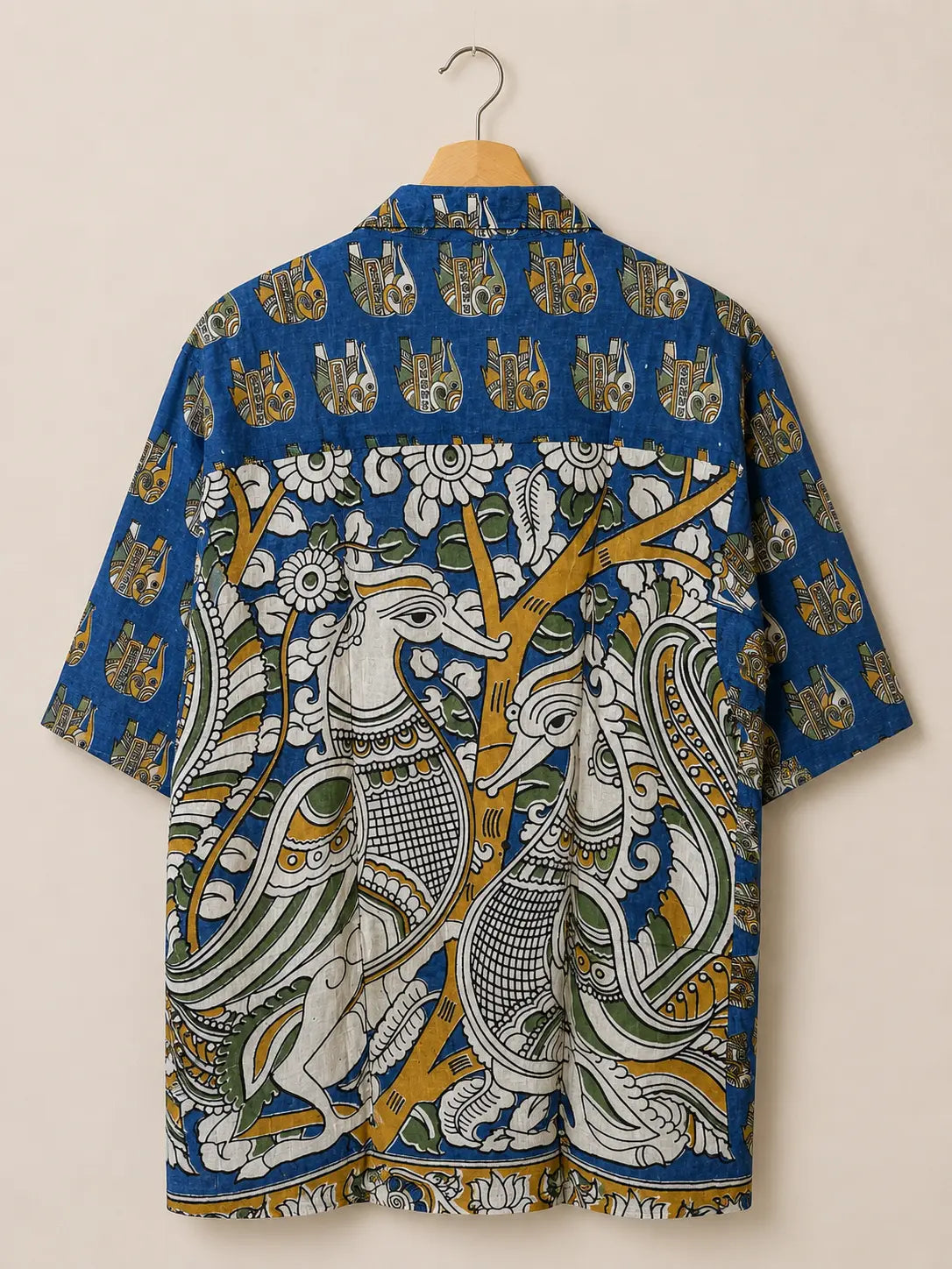 Camicia Etnica Sari Block Print Elefanti - Taglia XL